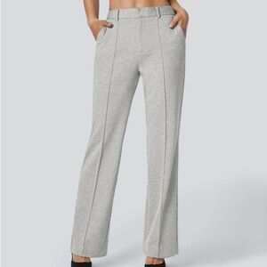 NWT Halara Flex High Waisted Zipper Pocket Straight Leg Work Pants Grey Size XS